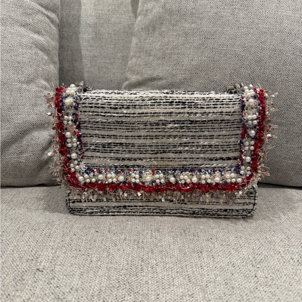 Zara Tweed Clutch with Red Accents